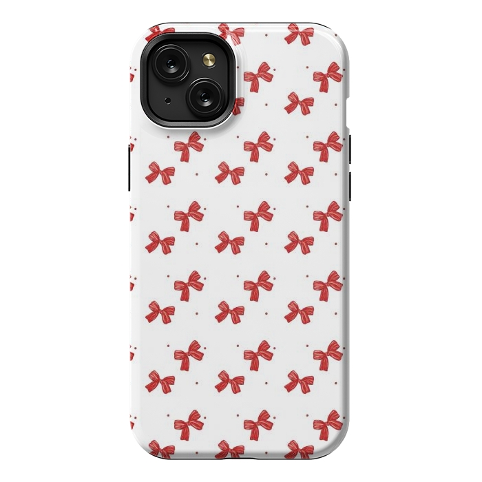 iPhone 15 Plus StrongFit White bows by Flowery Stories