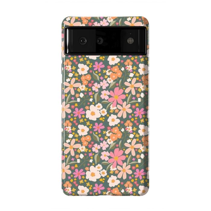 Pixel 6 StrongFit Flowers green by Flowery Stories