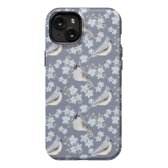 iPhone 15 Plus StrongFit Birds purple by Flowery Stories