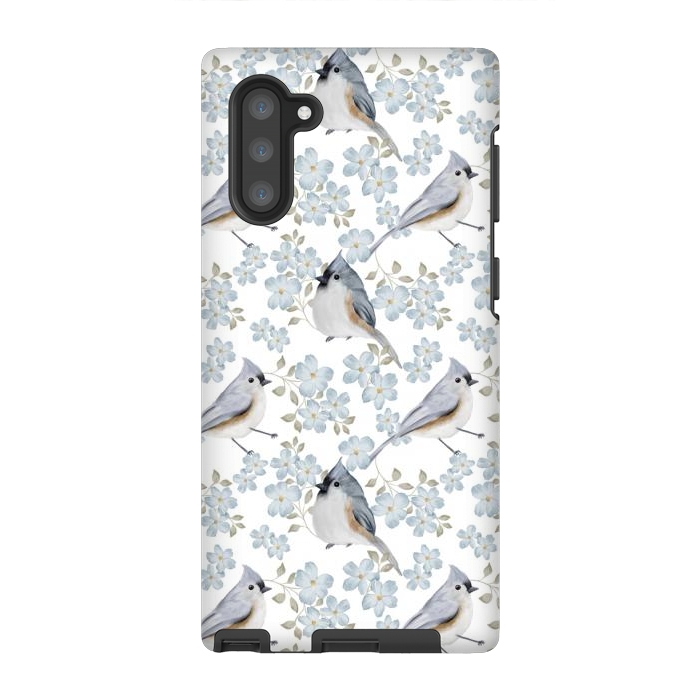 Galaxy Note 10 StrongFit Birds white by Flowery Stories