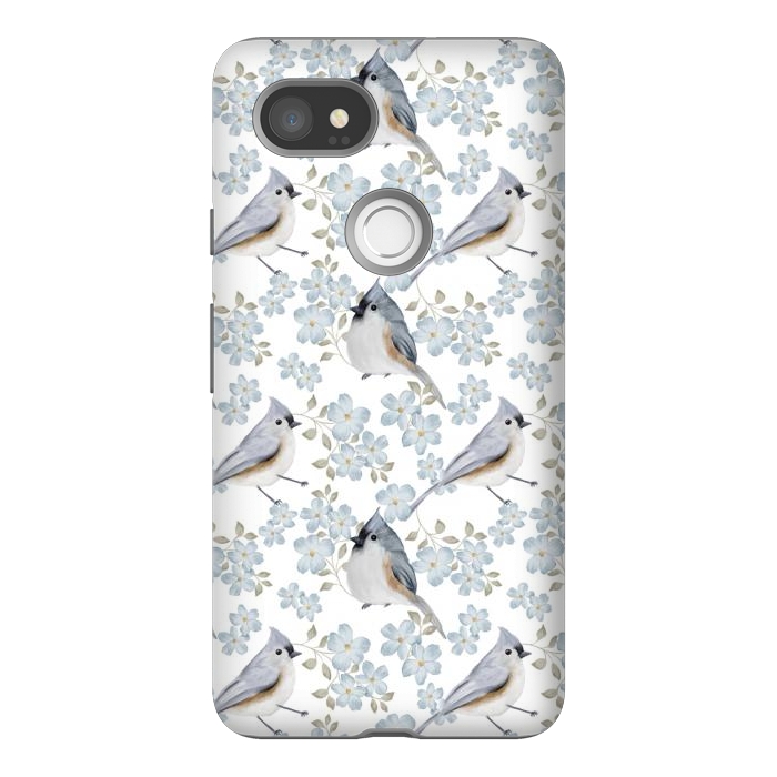 Pixel 2XL StrongFit Birds white by Flowery Stories