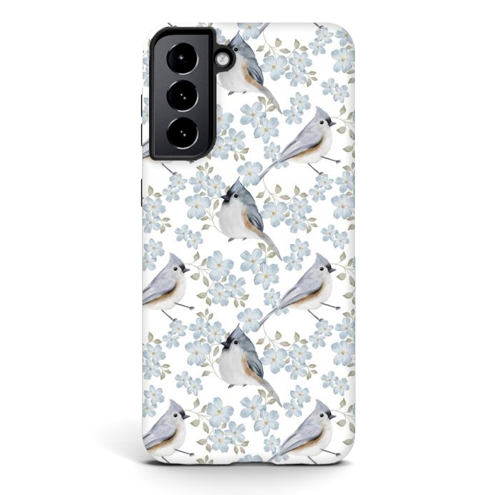 Galaxy S21 plus StrongFit Birds white by Flowery Stories