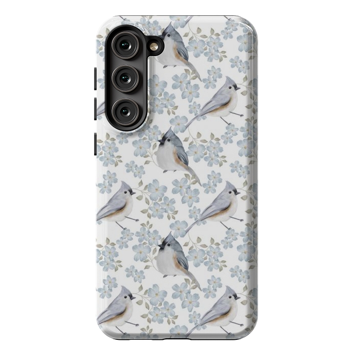 Galaxy S23 Plus StrongFit Birds white by Flowery Stories