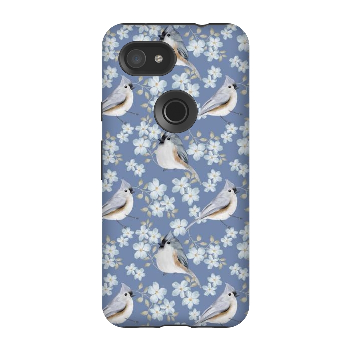 Pixel 3A StrongFit Birds blue by Flowery Stories
