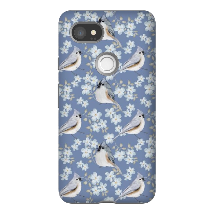 Pixel 2XL StrongFit Birds blue by Flowery Stories