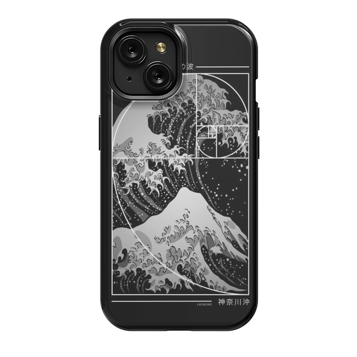 iPhone 15 StrongFit The Great Wave of Fibonacci Spiral - Modern by LM2Kone