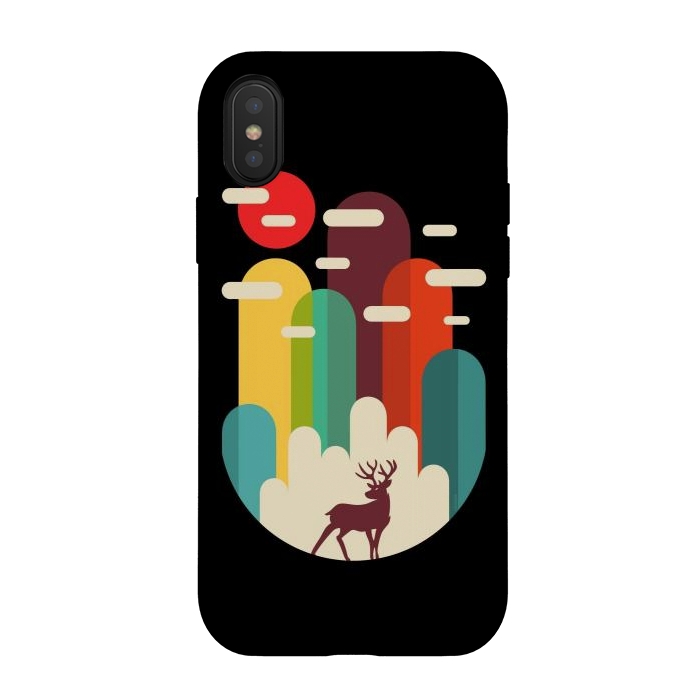 iPhone Xs / X StrongFit Mountains Deer Minimalist by LM2Kone