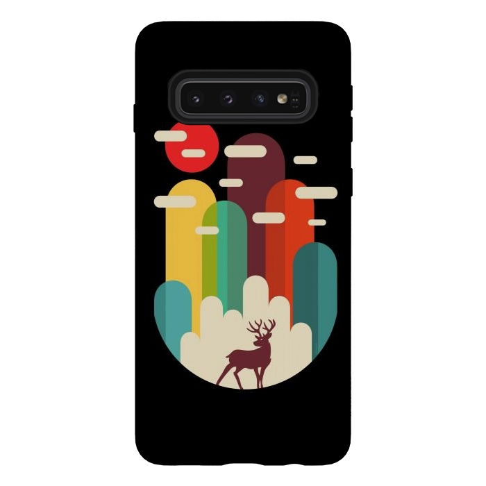 Galaxy S10 StrongFit Mountains Deer Minimalist by LM2Kone