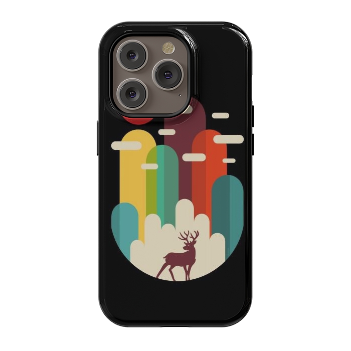 iPhone 14 Pro StrongFit Mountains Deer Minimalist by LM2Kone