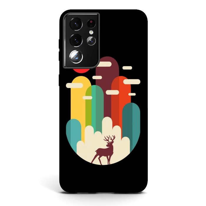 Galaxy S21 ultra StrongFit Mountains Deer Minimalist by LM2Kone