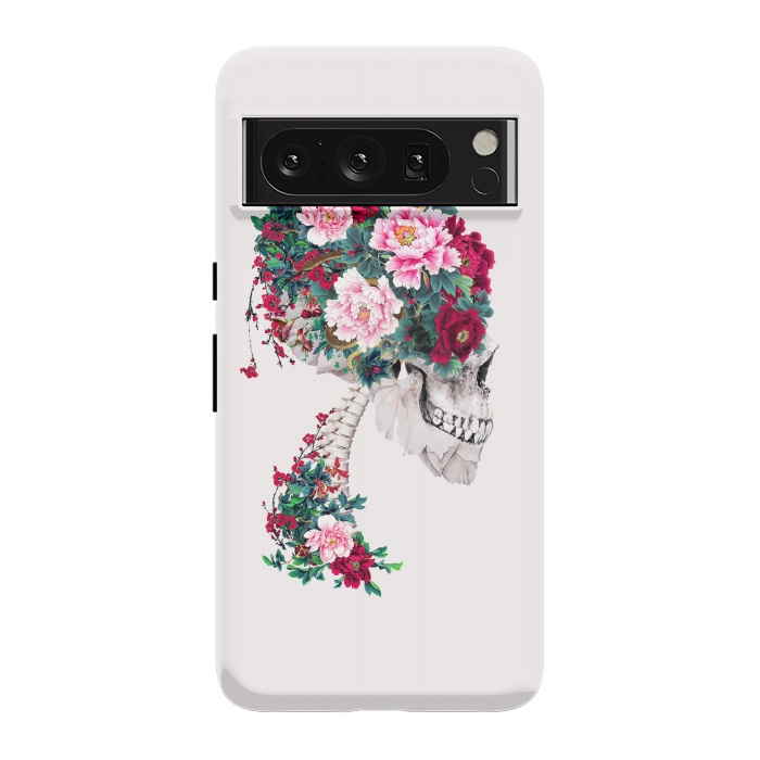 Pixel 8 Pro StrongFit Skull with Peonies by Riza Peker
