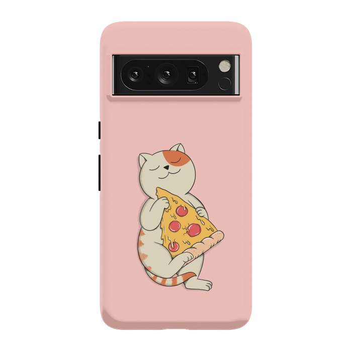 Pixel 8 Pro StrongFit Cat and Pizza Pink by Coffee Man