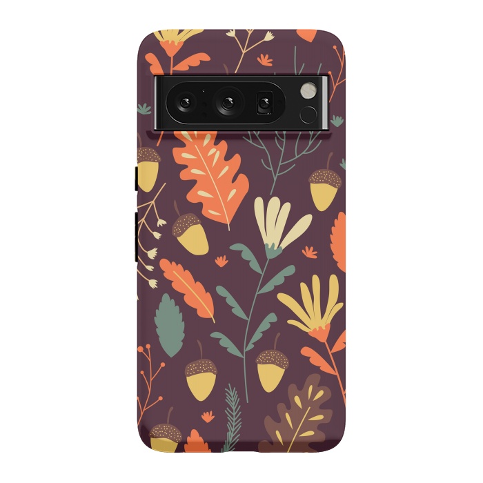 Pixel 8 Pro StrongFit Autumn Pattern With Red and Orange Leaves by ArtsCase