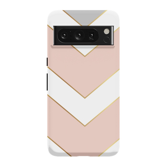 Pixel 8 Pro StrongFit Marble with Geometric Design Golden I by ArtsCase