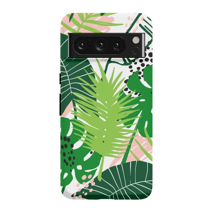 Pixel 8 Pro StrongFit Seamless Exotic Pattern with Green Tropical Leaves by ArtsCase