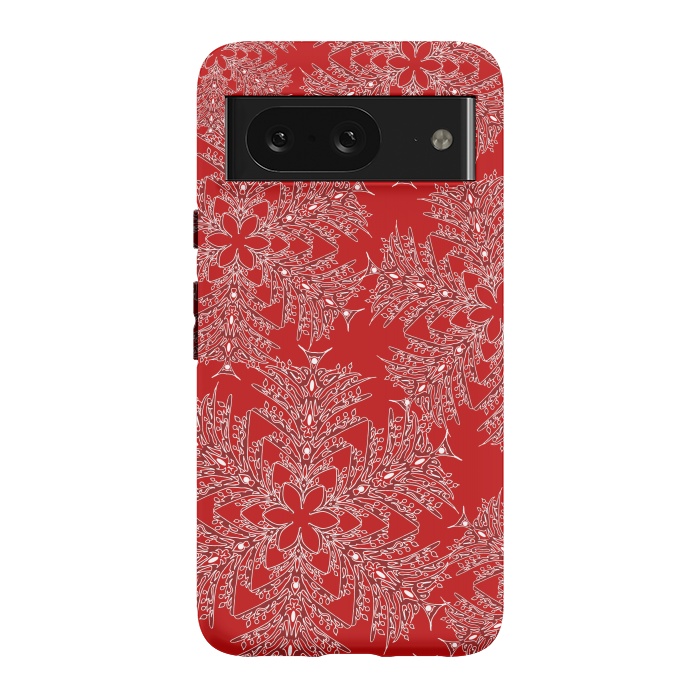 Pixel 8 StrongFit Holiday Mandalas (Red/White) by Lotti Brown
