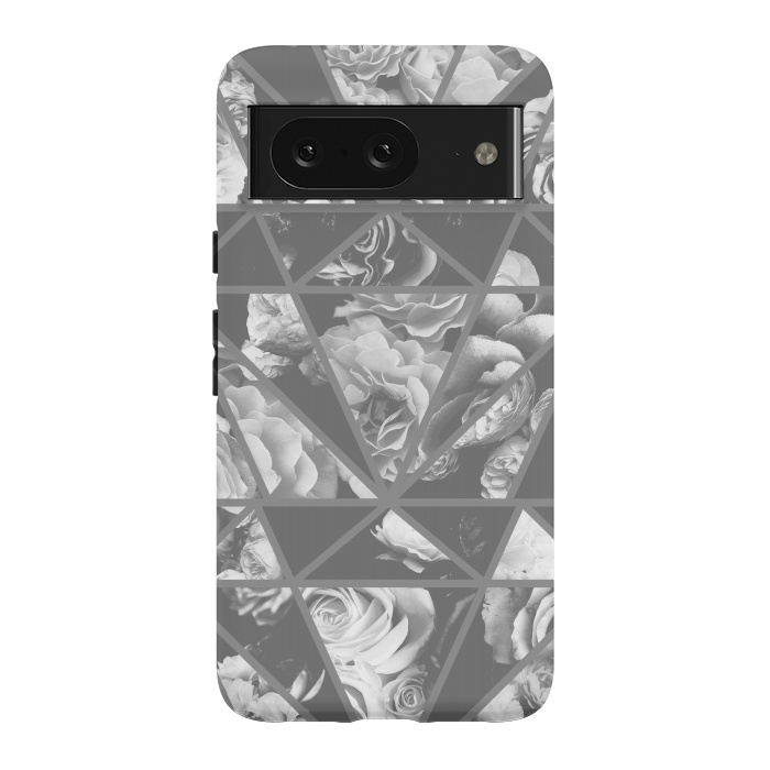 Pixel 8 StrongFit Gray rose petals geo collage by Oana 