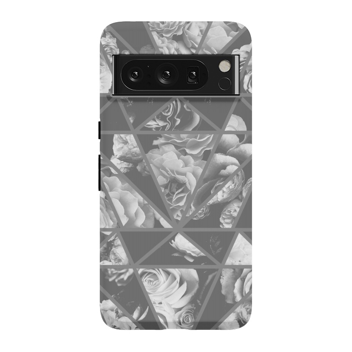 Pixel 8 Pro StrongFit Gray rose petals geo collage by Oana 