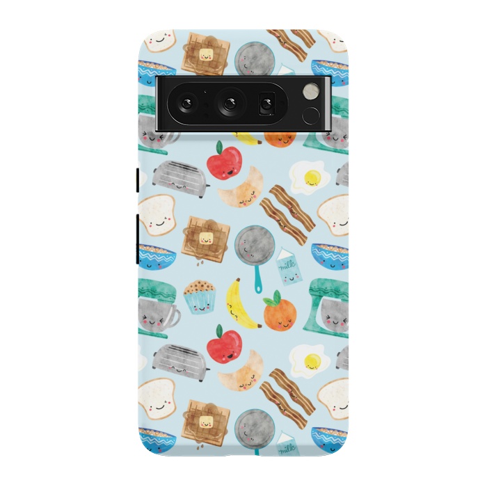 Pixel 8 Pro StrongFit Happy and Cute Breakfast Foods by Noonday Design