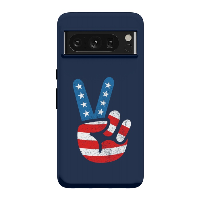 Pixel 8 Pro StrongFit Peace Love Hand USA Flag Vintage Solid 2 by Vó Maria