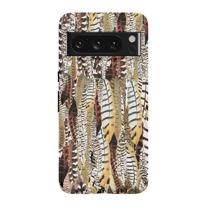 Pixel 8 Pro StrongFit Brown feathers vintage pattern by Oana 