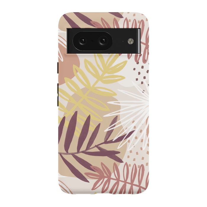 Pixel 8 StrongFit Modern tropical leaves and spots - terracotta by Oana 
