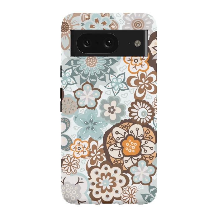 Pixel 8 StrongFit Beautiful Bouquet of Blooms-Blue and Brown by Paula Ohreen
