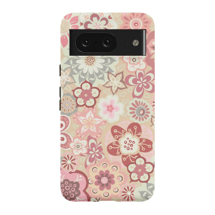 Pixel 8 StrongFit Beautiful Bouquet of Blooms-Beige and Pink by Paula Ohreen