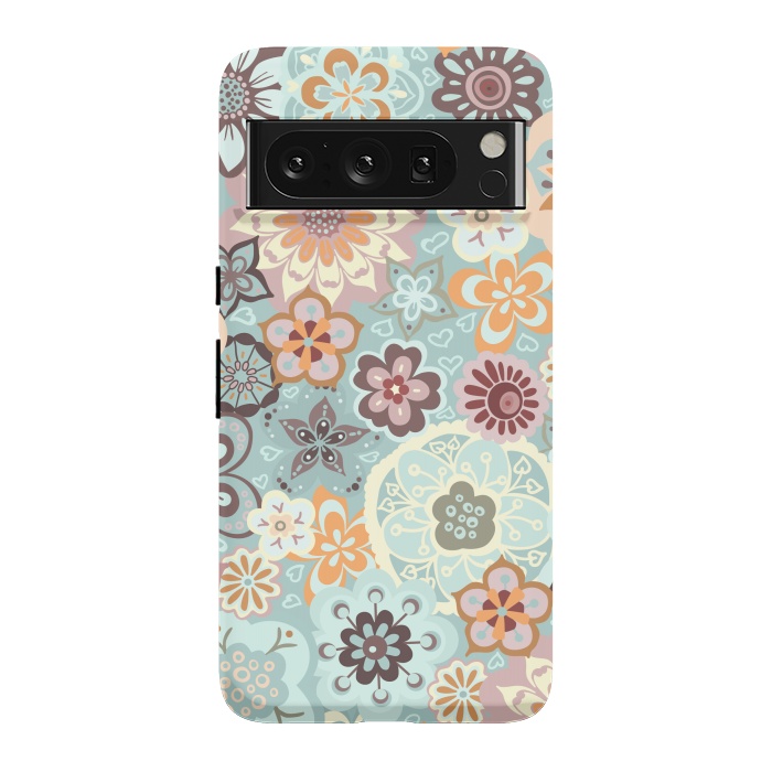 Pixel 8 Pro StrongFit Beautiful Bouquet of Blooms-Blue and Pink by Paula Ohreen