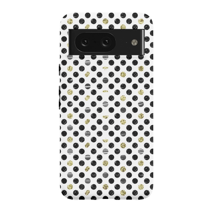 Pixel 8 StrongFit Ink and gold glitter polka dots by Oana 