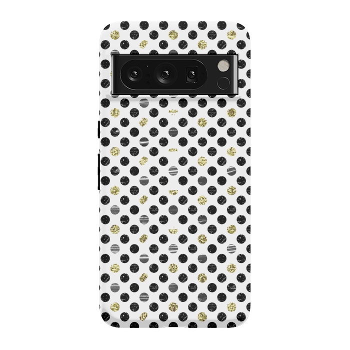Pixel 8 Pro StrongFit Ink and gold glitter polka dots by Oana 