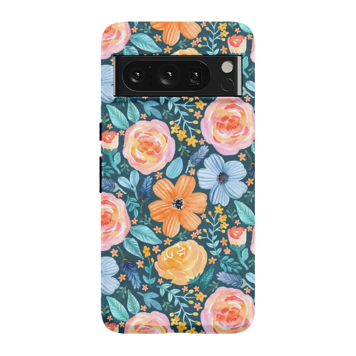 Pixel 8 Pro StrongFit Bold Blooms on Dark Teal by Tangerine-Tane