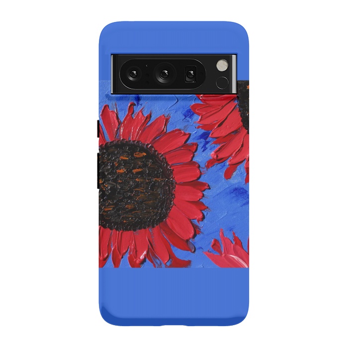 Pixel 8 Pro StrongFit Red sunflowers art by ArtKingdom7