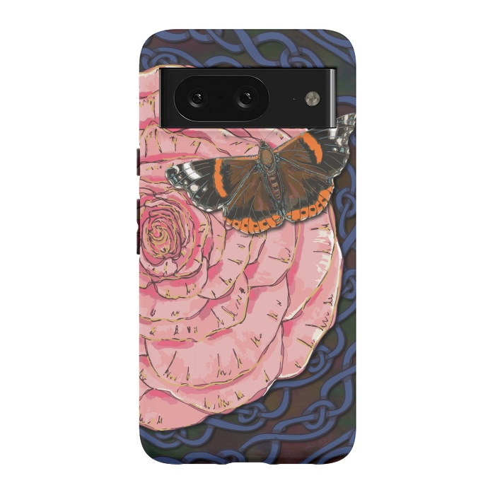 Pixel 8 StrongFit Pink Rose and Butterfly by Lotti Brown