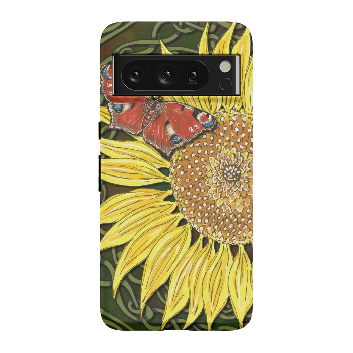 Pixel 8 Pro StrongFit Sunflower and Butterfly by Lotti Brown