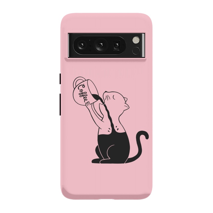 Pixel 8 Pro StrongFit Cat full coffee Pink by Coffee Man