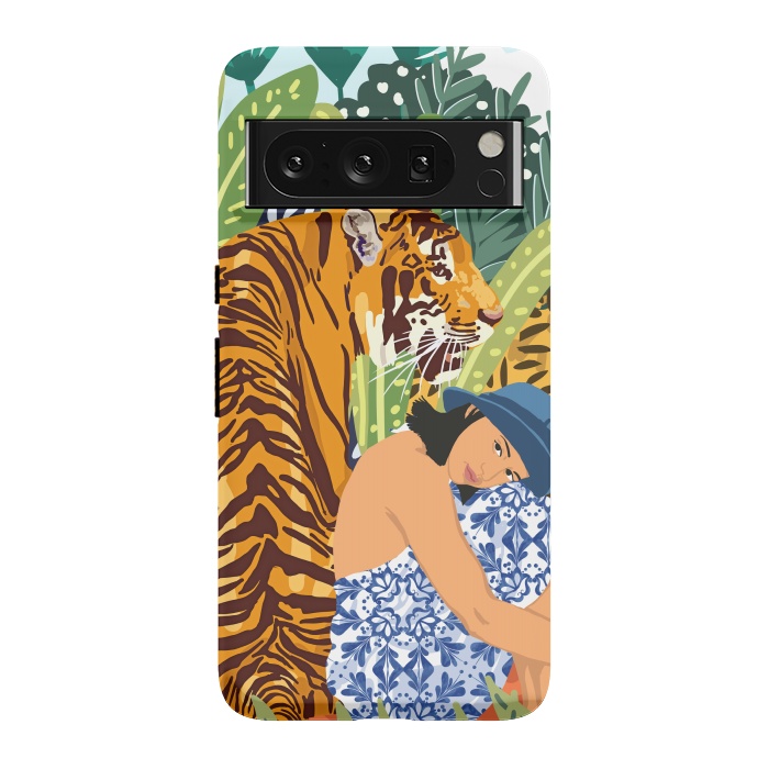 Pixel 8 Pro StrongFit Awaken The Tiger Within Illustration, Wildlife Nature Wall Decor, Jungle Human Nature Connection by Uma Prabhakar Gokhale