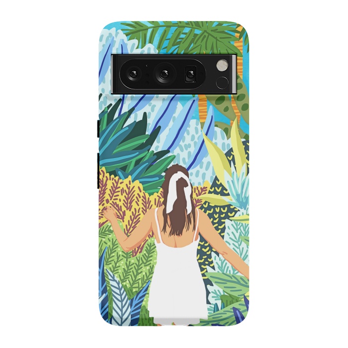 Pixel 8 Pro StrongFit Lost in the Jungle of Feelings | Forest Tropical Botanical Nature Plants Illustration by Uma Prabhakar Gokhale
