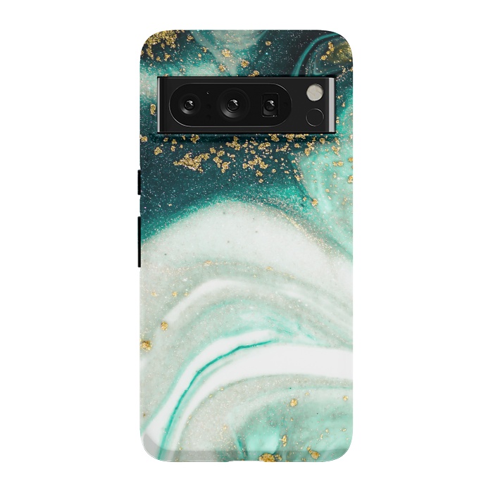 Pixel 8 Pro StrongFit Green Marble Swirls and Agate Ripples by ArtsCase