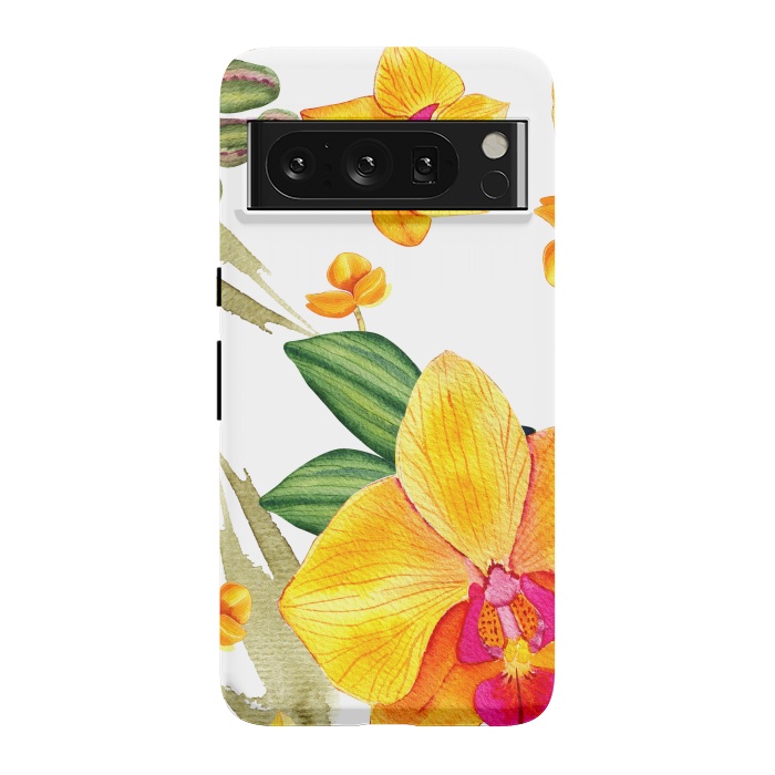 Pixel 8 Pro StrongFit watercolor yellow orchid flowers by haroulita