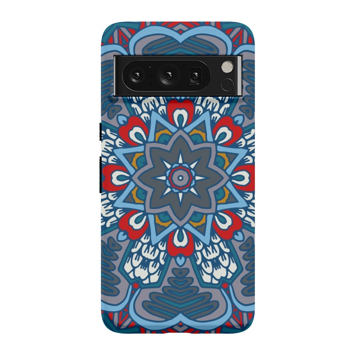 Pixel 8 Pro StrongFit blue red star flower mandala by haroulita