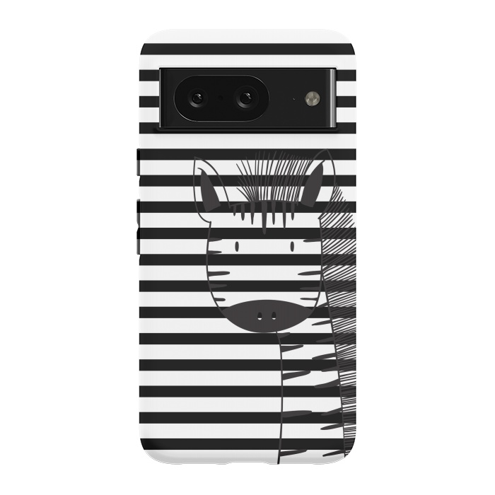 Pixel 8 StrongFit minimal black white cute zebra by haroulita