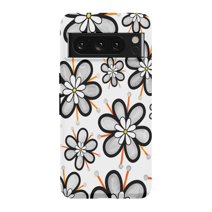 Pixel 8 Pro StrongFit gray flowers  by haroulita