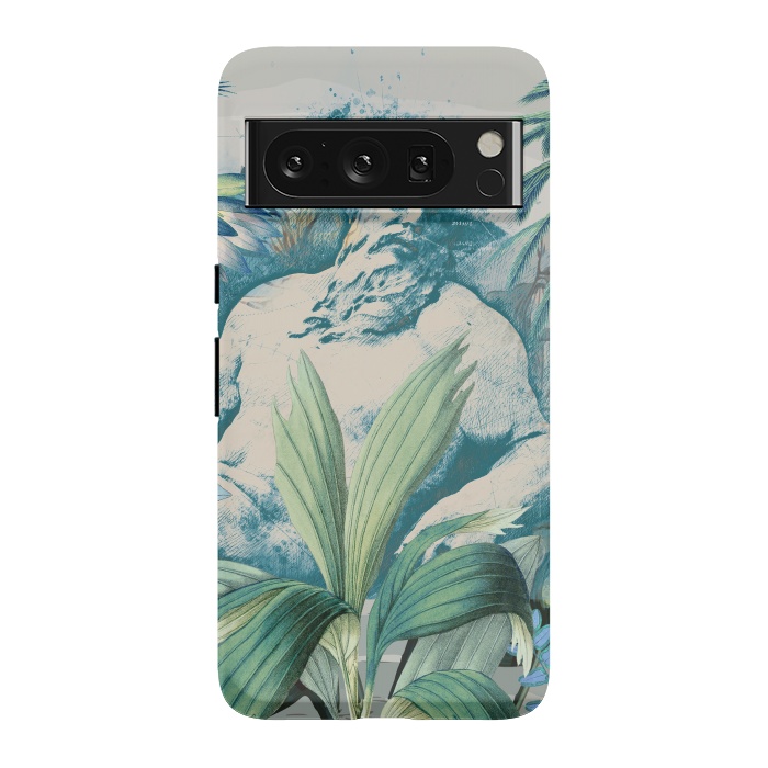 Pixel 8 Pro StrongFit Statue, tropical leaves, lotus petals - retro collage by Oana 