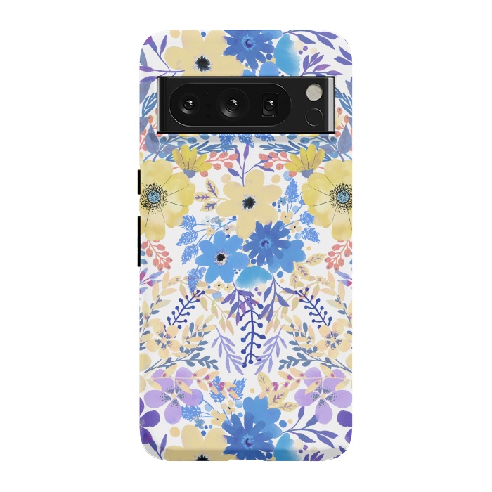 Pixel 8 Pro StrongFit Yellow blue watercolor wildflowers by Oana 
