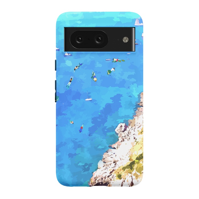 Pixel 8 StrongFit Capri Island, Italy Tropical Travel, Nature Landscape Painting, Ocean Beach Summer Illustration by Uma Prabhakar Gokhale