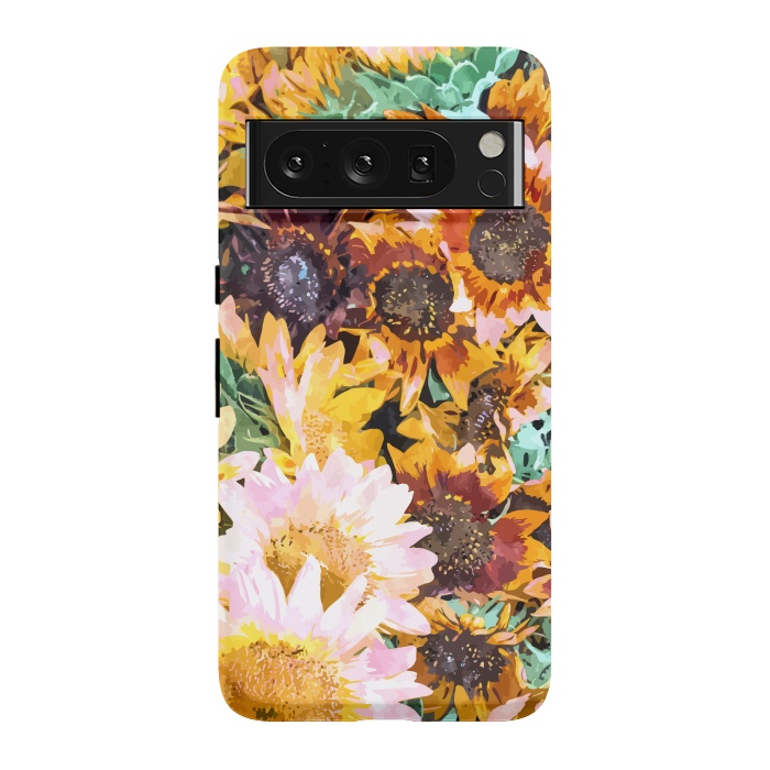 Pixel 8 Pro StrongFit Summer Sunflowers, Modern Bohemian Urban Jungle Painting, Botanical Floral Blush Garden Nature by Uma Prabhakar Gokhale