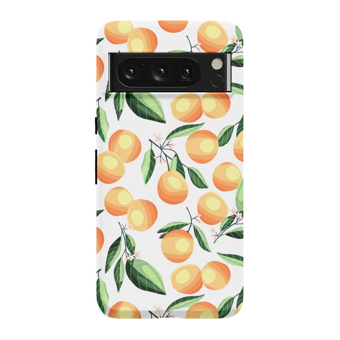 Pixel 8 Pro StrongFit Orange pattern, on white by Jelena Obradovic