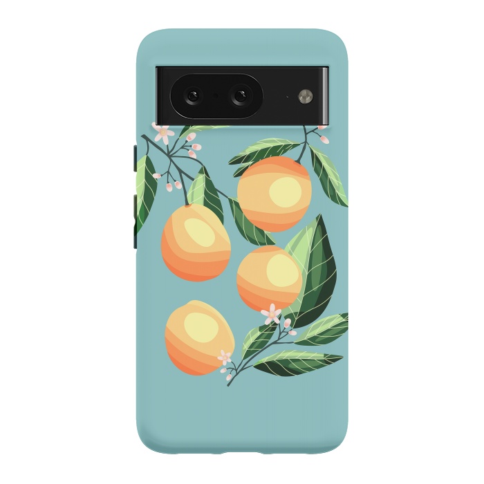 Pixel 8 StrongFit Peaches on blue by Jelena Obradovic