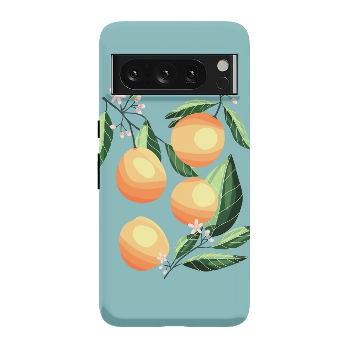 Pixel 8 Pro StrongFit Peaches on blue by Jelena Obradovic